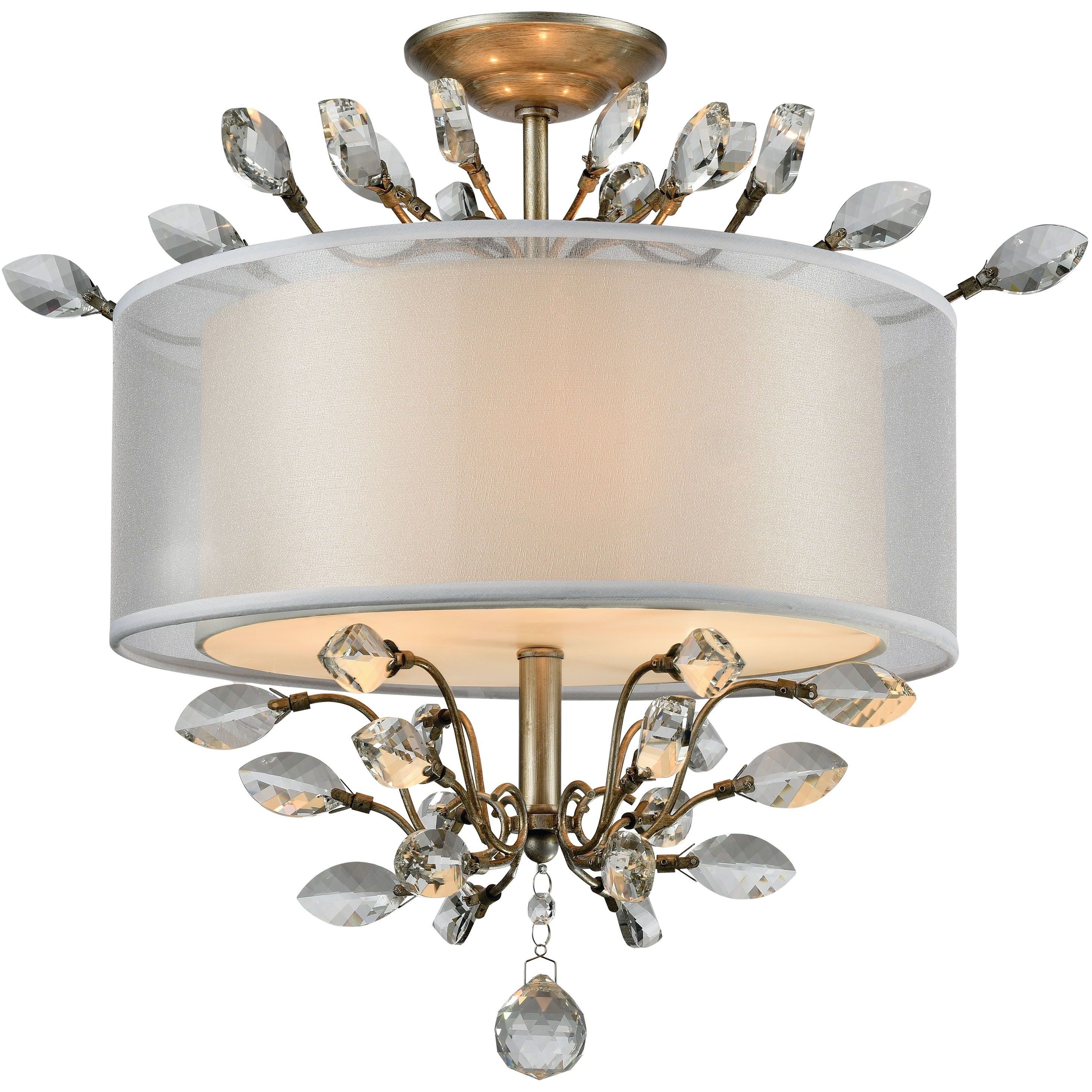 Asbury 3 Light 19 inch Aged Silver Semi Flush Mount Ceiling Light