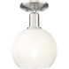 Downtown Urban Brookhaven Globe 1 Light 7.88 inch Brushed Satin Nickel Semi-Flush Mount Ceiling Light in Opal Glass