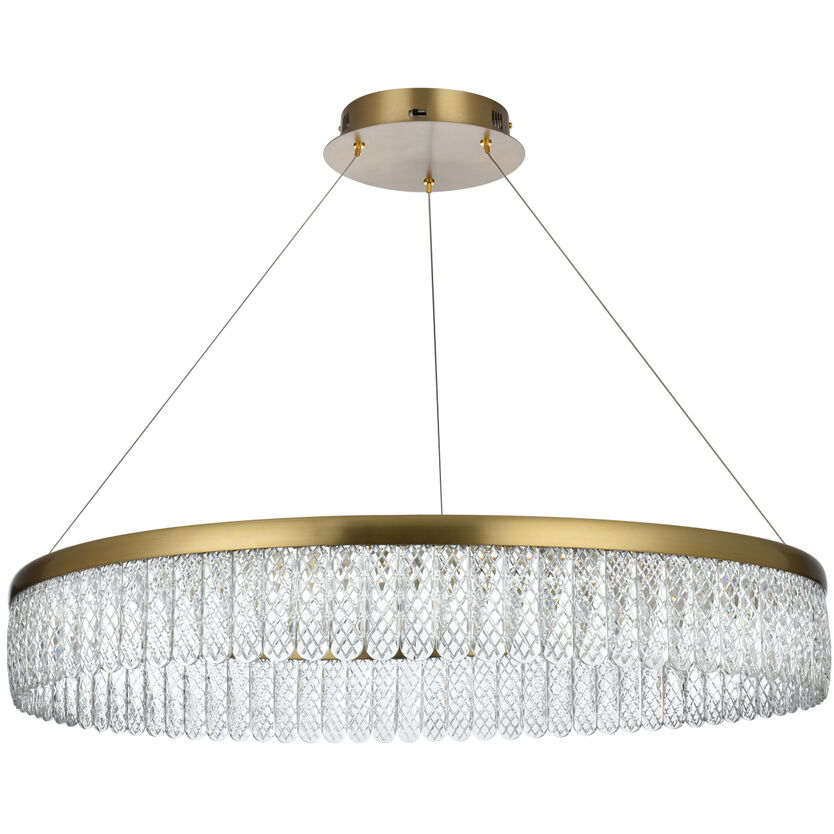 Rune 1 Light 32 inch Satin Gold Chandelier Ceiling Light