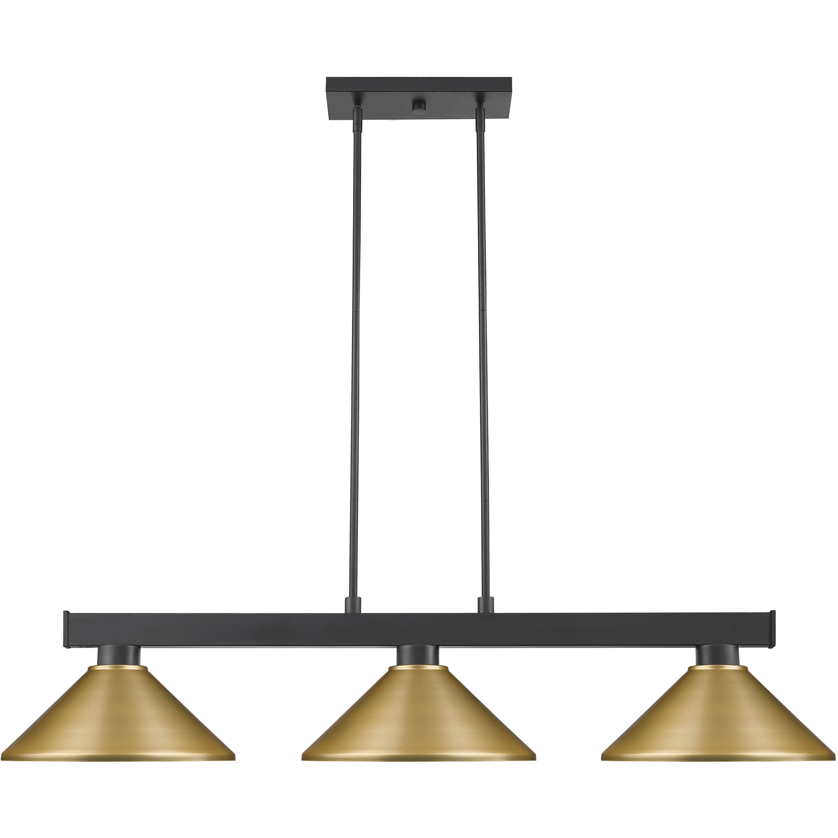 Cobalt 3 Light 46 inch Matte Black Billiard Ceiling Light in Satin Gold Steel