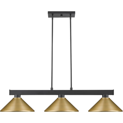 Cobalt 3 Light 46 inch Matte Black Billiard Ceiling Light in Satin Gold Steel