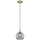 Edison Athens Deco Swirl 1 Light 8 inch Antique Brass Stem Hung Mini Pendant Ceiling Light