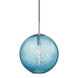 Rousseau 1 Light 14.25 inch Polished Chrome Pendant Ceiling Light in Blue Glass