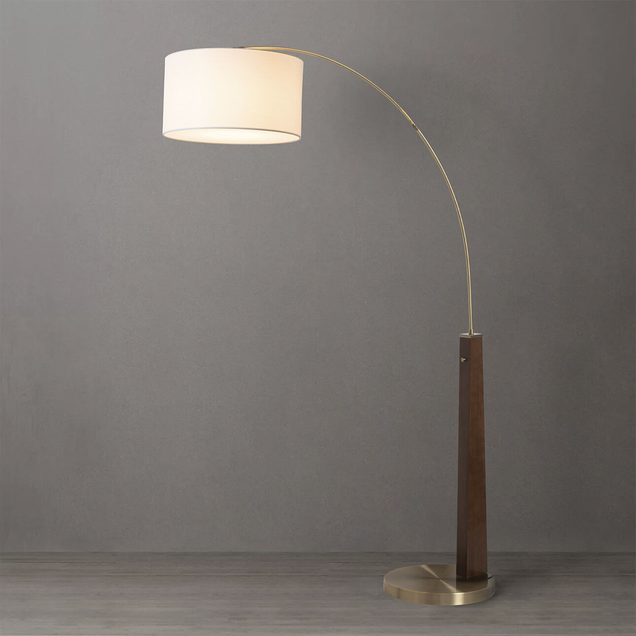 Taper 92 inch 14.00 watt Walnut and Weathered Brass Arc Floor Lamp Portable Light