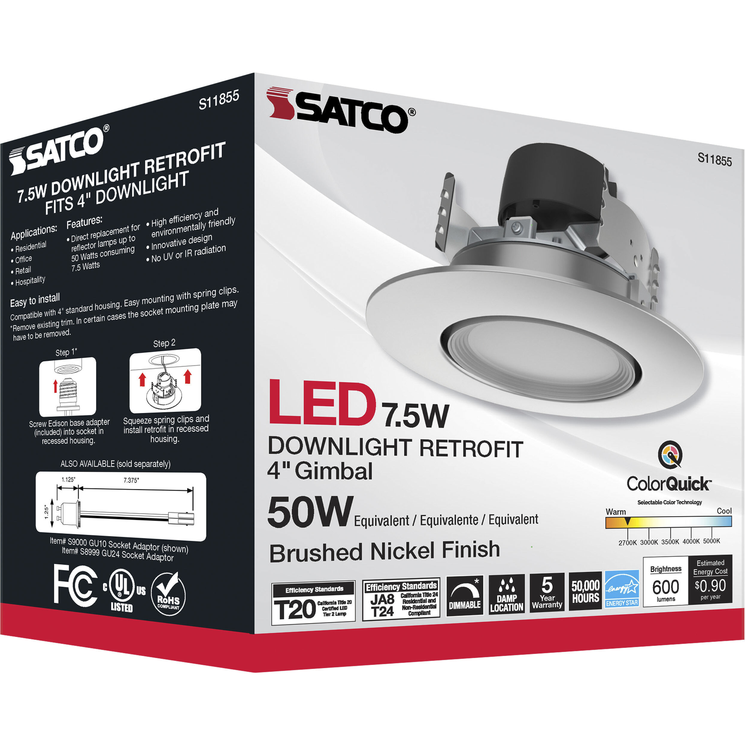 Edgewood Integrated Brushed Nickel Recessed, Retrofits