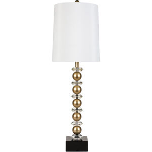 Signature 35 inch 75 watt Goldtone and Crystal Table Lamp Portable Light