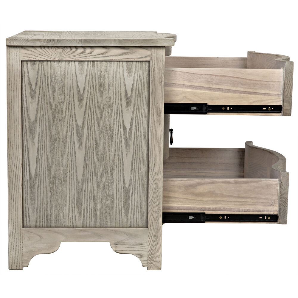 Curved Front 30 X 28.5 inch Vintage Grey Side Table