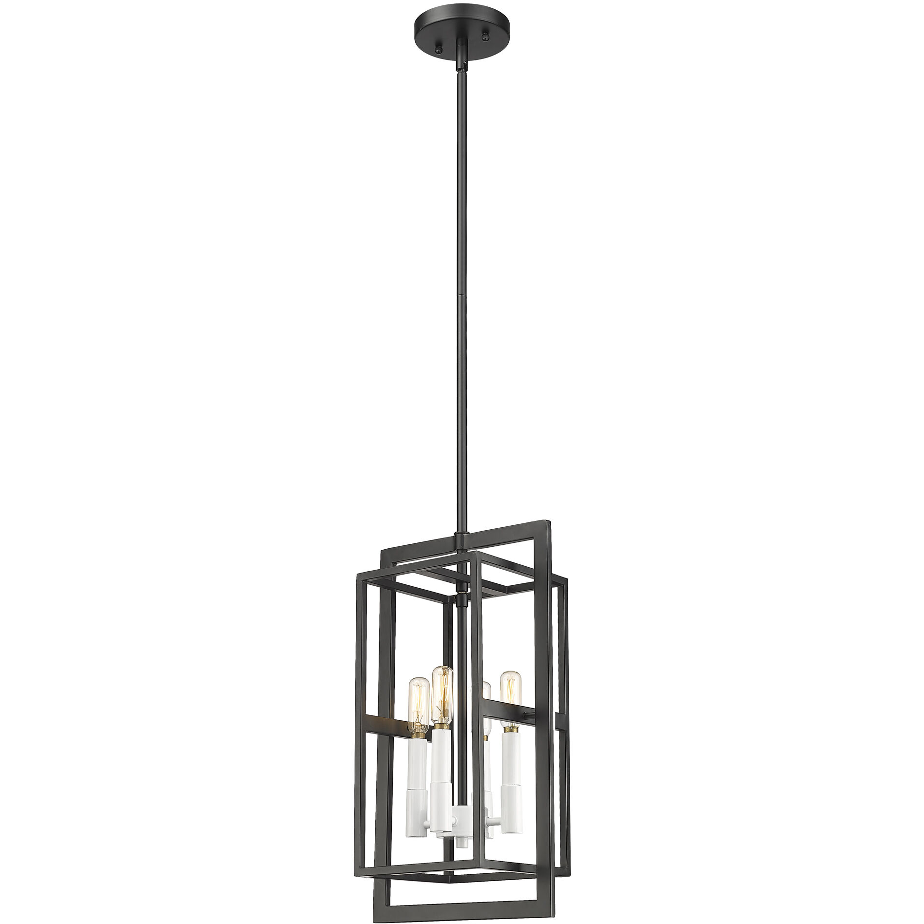 Milbank 4 Light 10 inch Black with White Candle Sleeves Pendant Ceiling Light