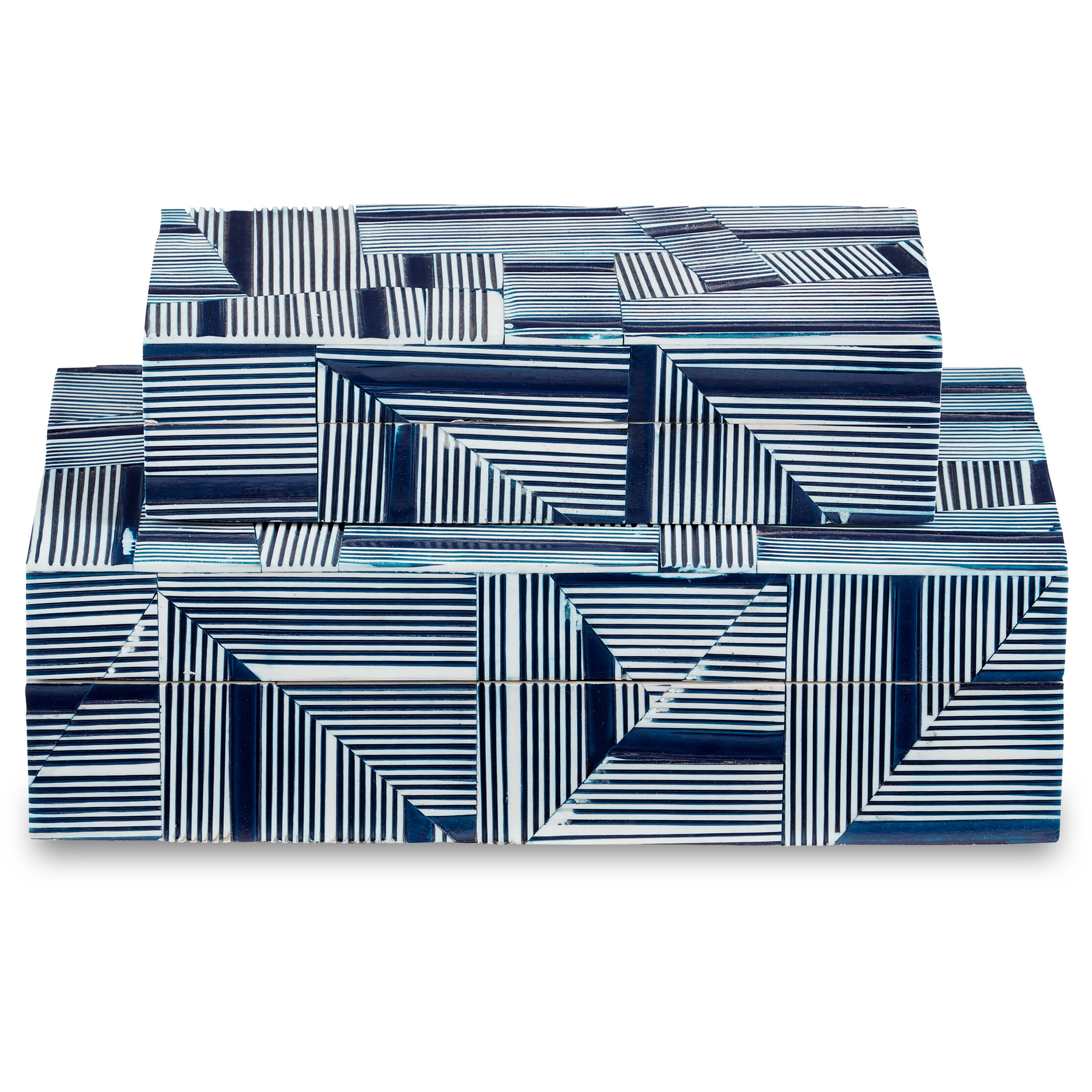 Cade 10.5 inch Blue/White Boxes, Set of 2