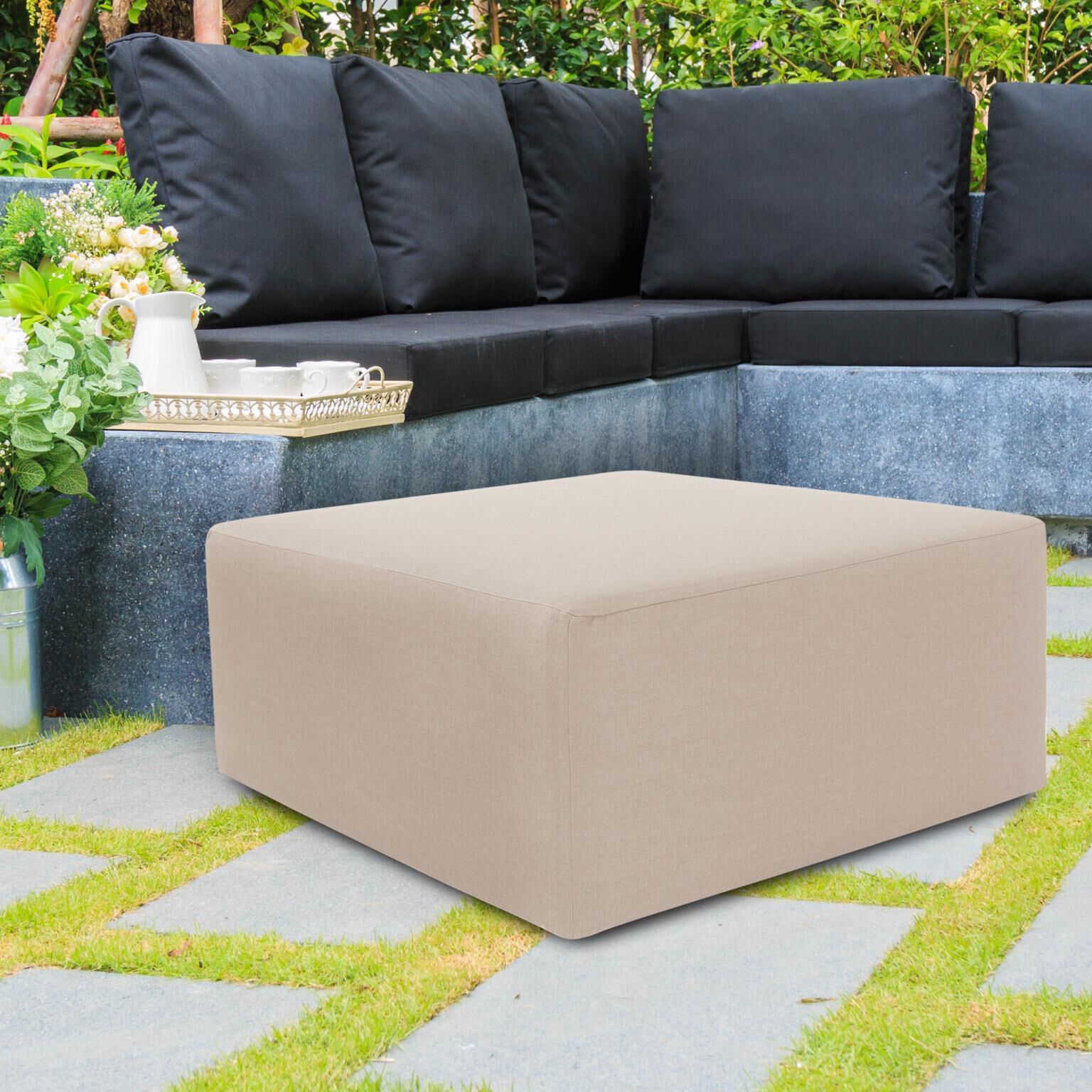 Universal 17 inch Sand Outdoor Ottoman, 36in Square, The Seascape Collection
