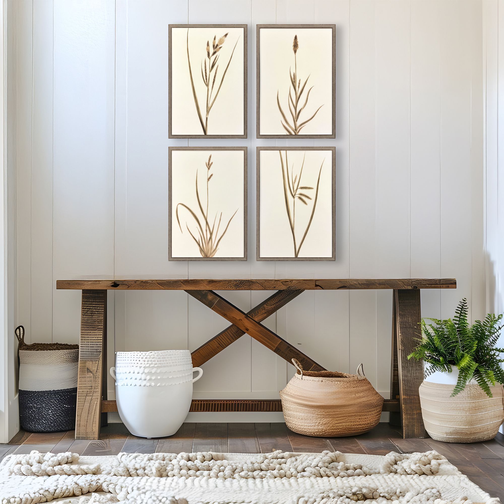 Varying Grasses Brown and Beige and Neutral Framed Art
