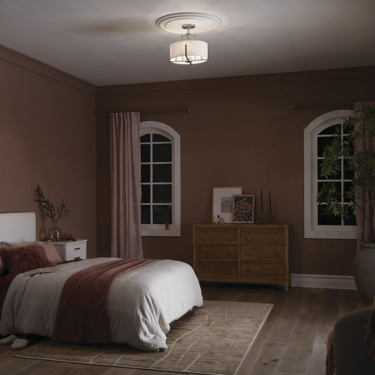 Malen LED 15.5 inch Classic Pewter Semi Flush Mount Ceiling Light