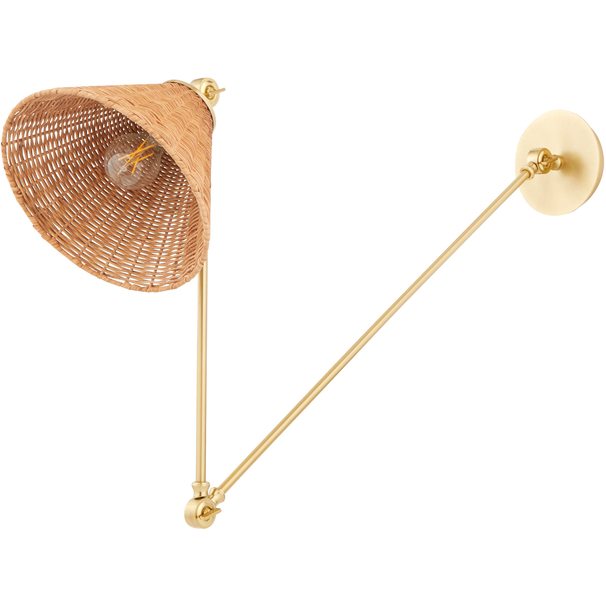 Wicker 1 Light 10 inch Aged Brass Wall Mount Wall Light