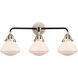 Nouveau 2 Olean 3 Light 25 inch Black Polished Nickel Bath Vanity Light Wall Light in Matte White Glass