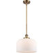 Ballston X-Large Bell LED 8 inch Brushed Brass Pendant Ceiling Light in Matte White Glass