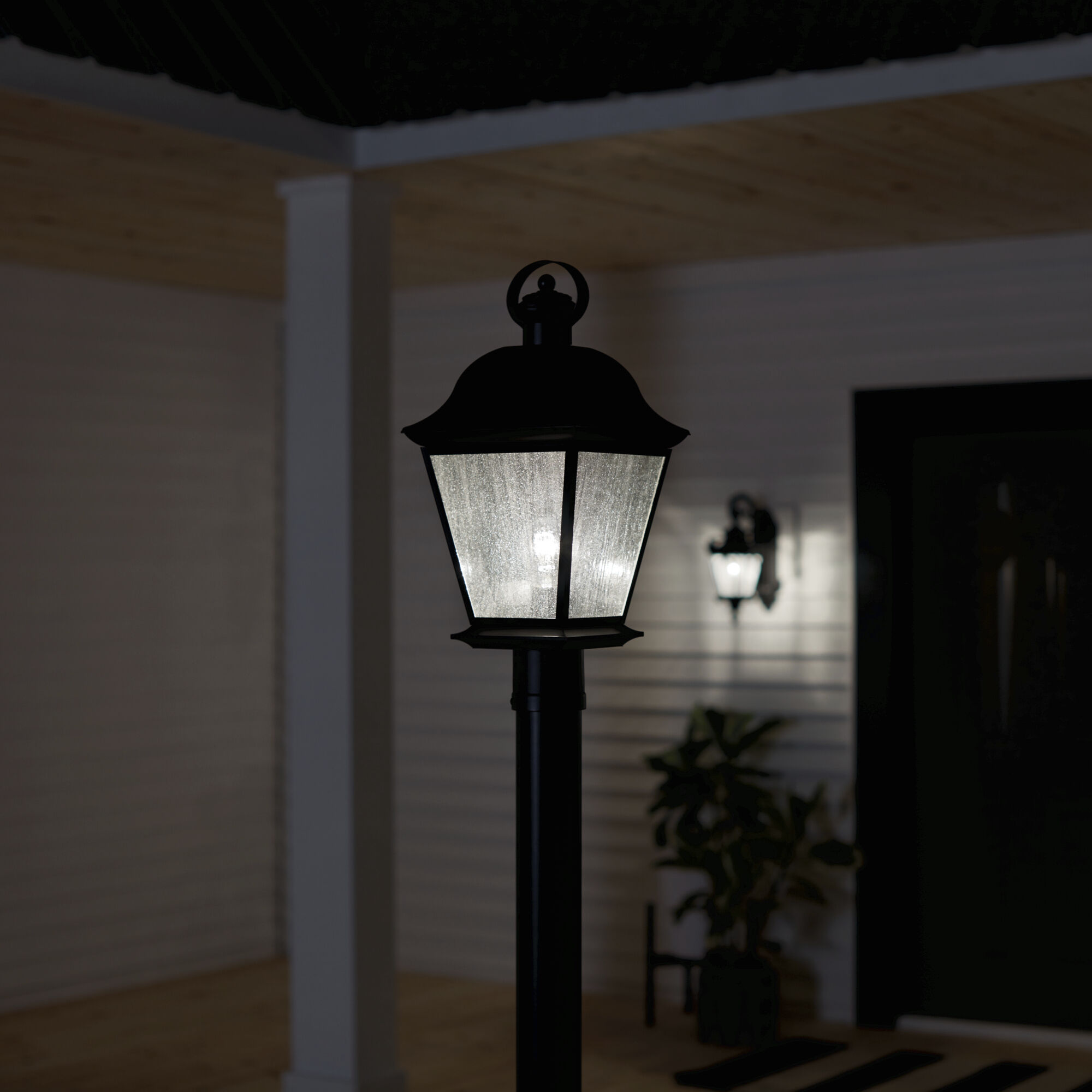 Mount Vernon 1 Light 21 inch Black Outdoor Post Lantern in Clear Seeded, Incandescent