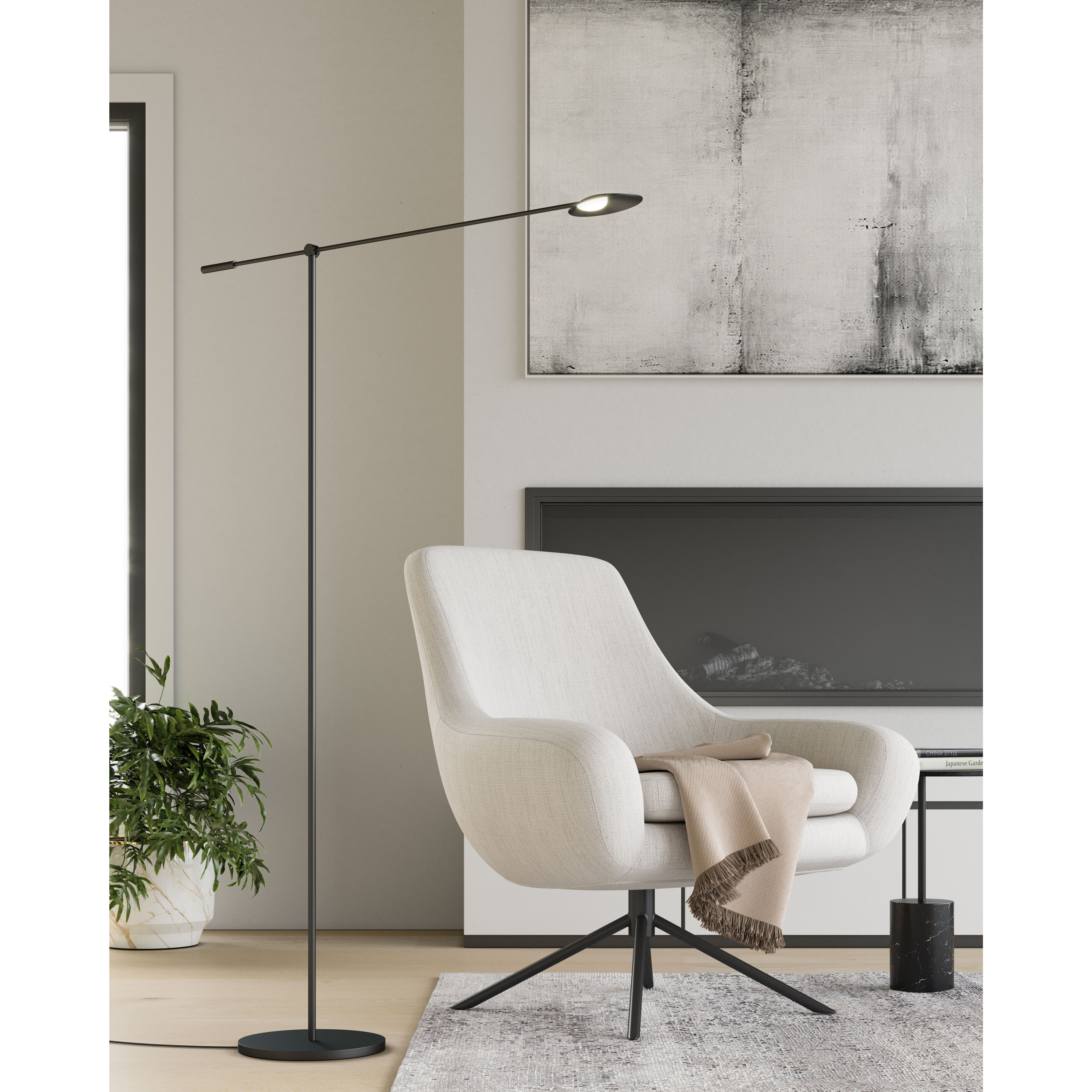 Rotaire 54.38 inch 7.00 watt Black Floor Lamp Portable Light