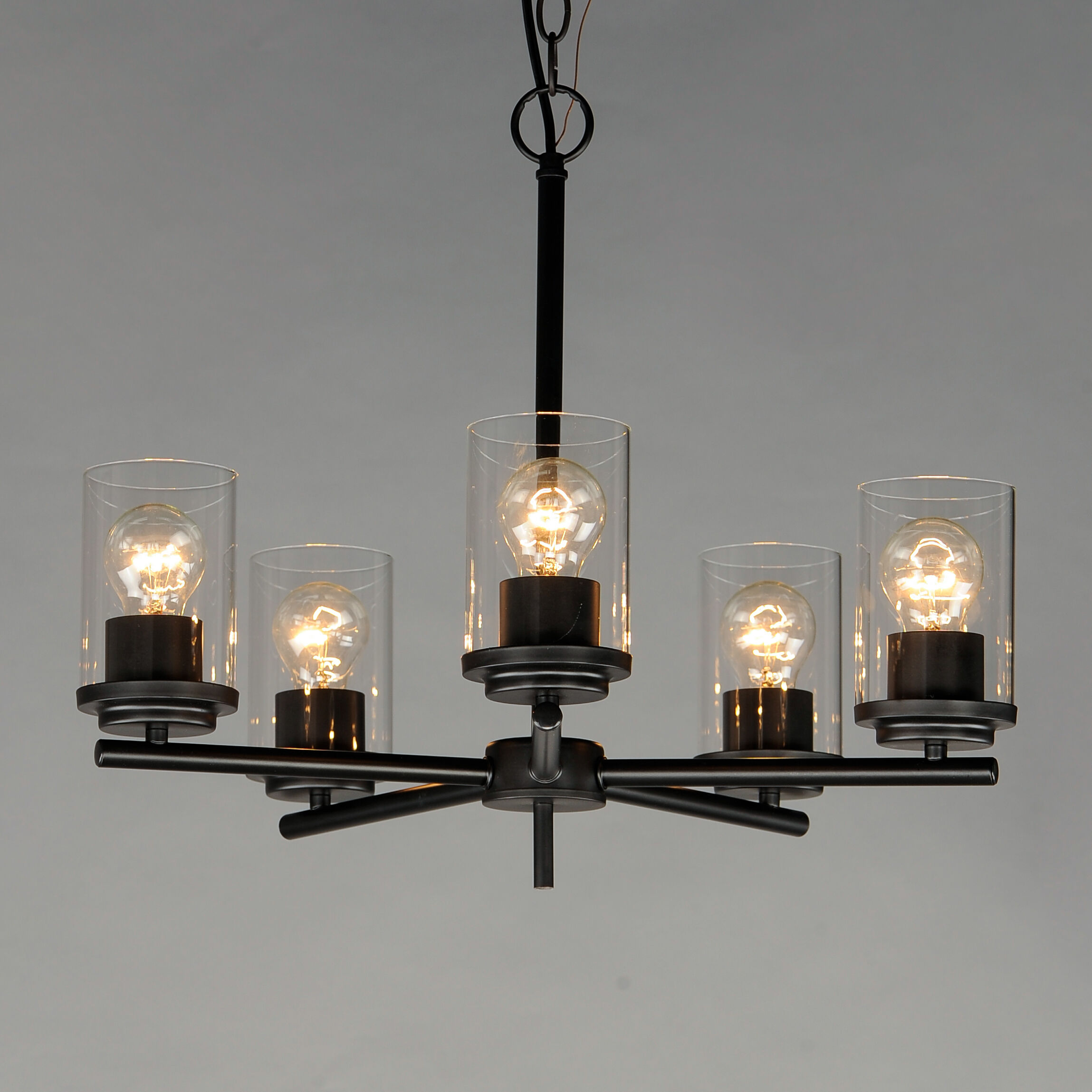 Corona 5 Light 22 inch Black Single-Tier Chandelier Ceiling Light in Clear
