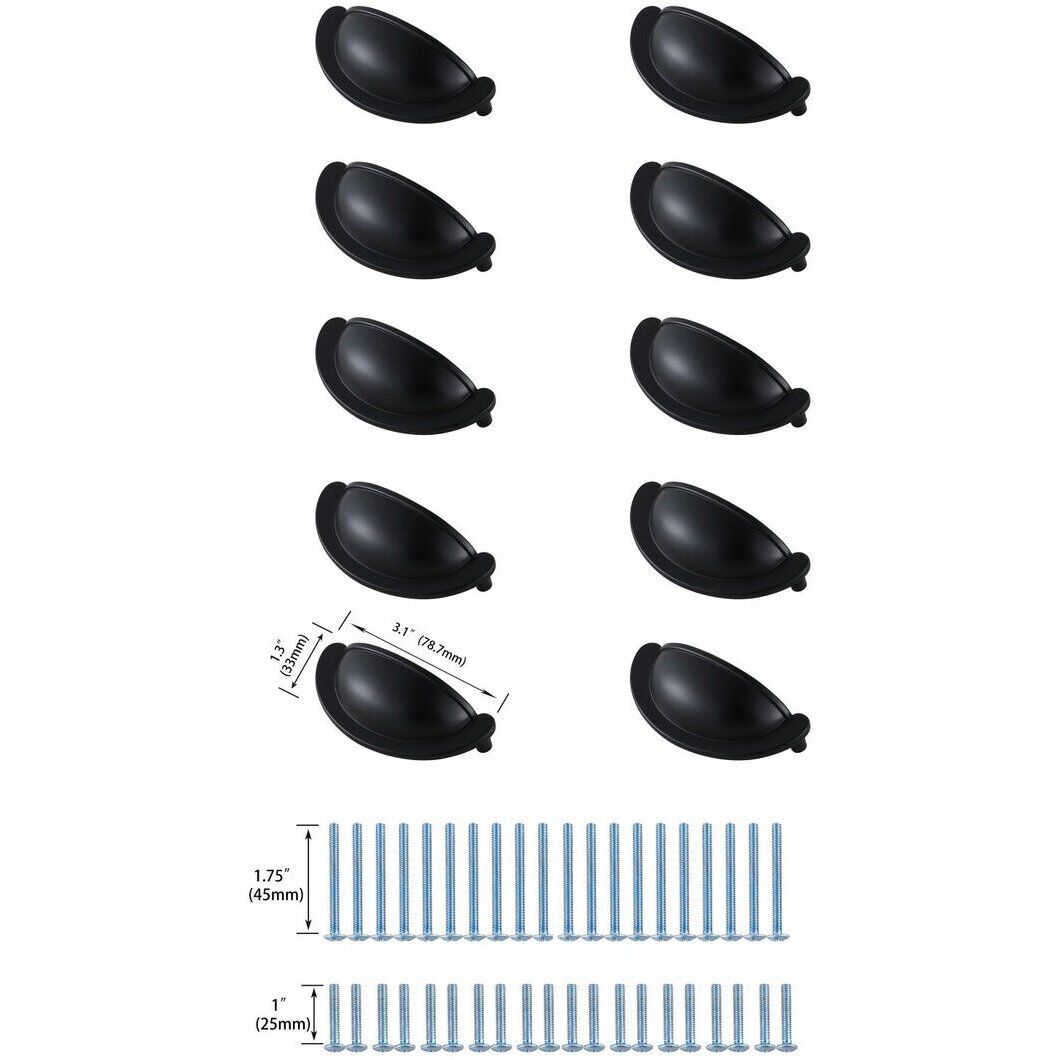 Claude Matte Black Hardware Drawer Pull, Set of 10