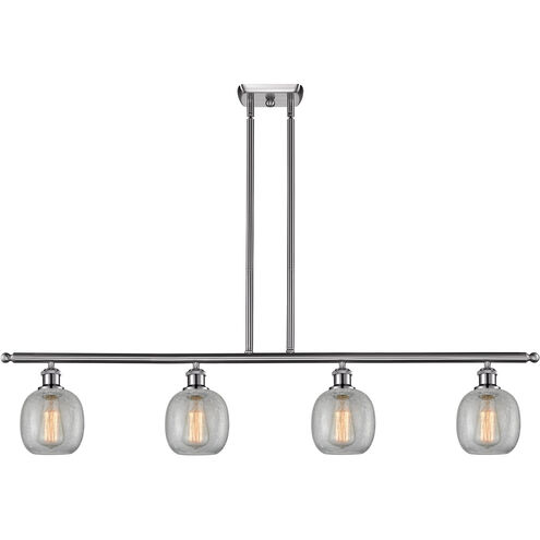Ballston Belfast 4 Light 48 inch Brushed Satin Nickel Island Light Ceiling Light in Clear Crackle Glass, Ballston