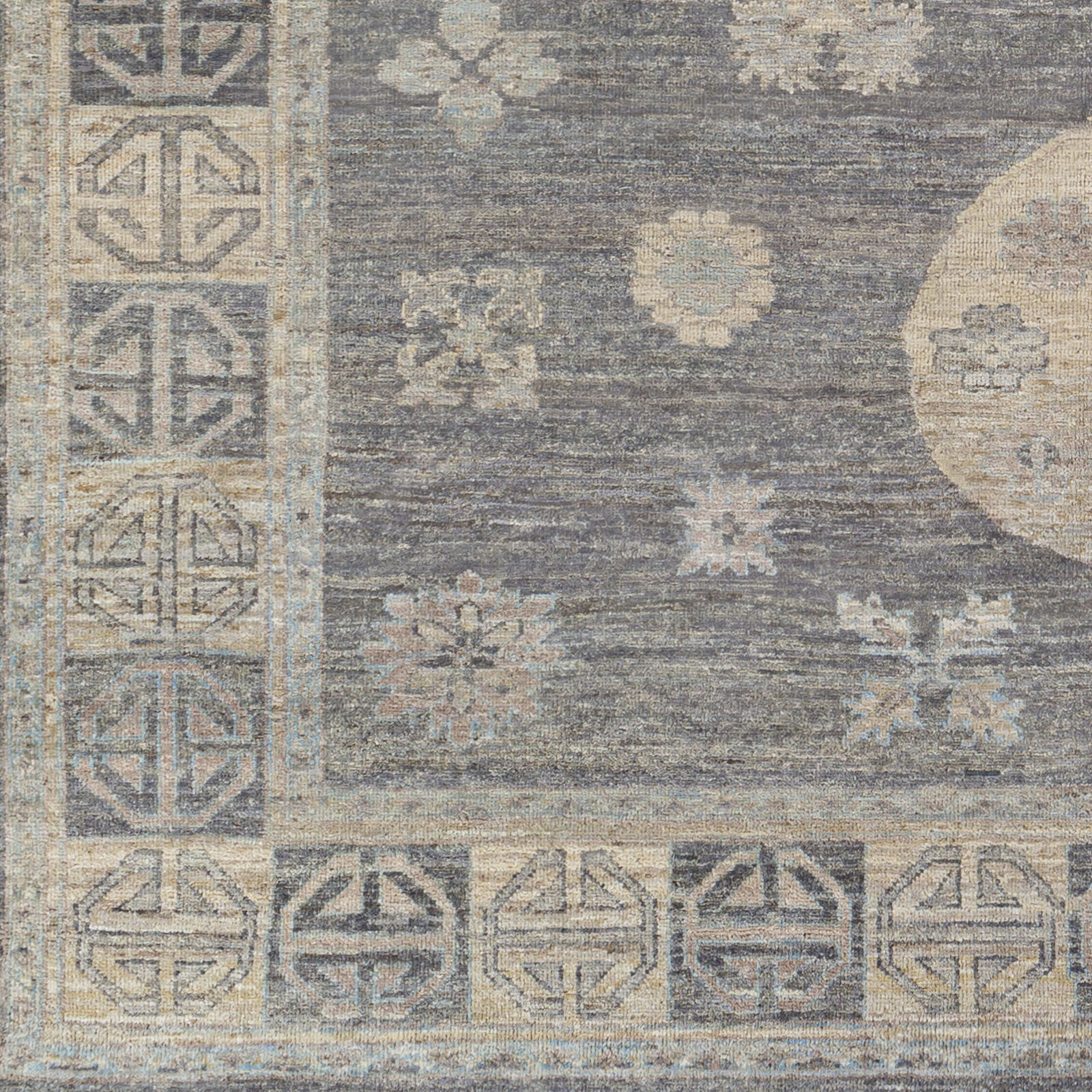 Khotan 36 X 24 inch Grey Rug, Rectangle