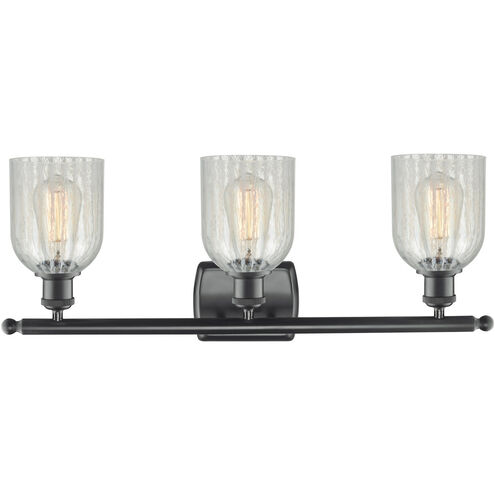 Ballston Caledonia 3 Light 26 inch Matte Black Bath Vanity Light Wall Light in Mouchette Glass, Ballston