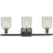 Ballston Caledonia 3 Light 26 inch Matte Black Bath Vanity Light Wall Light in Mouchette Glass, Ballston