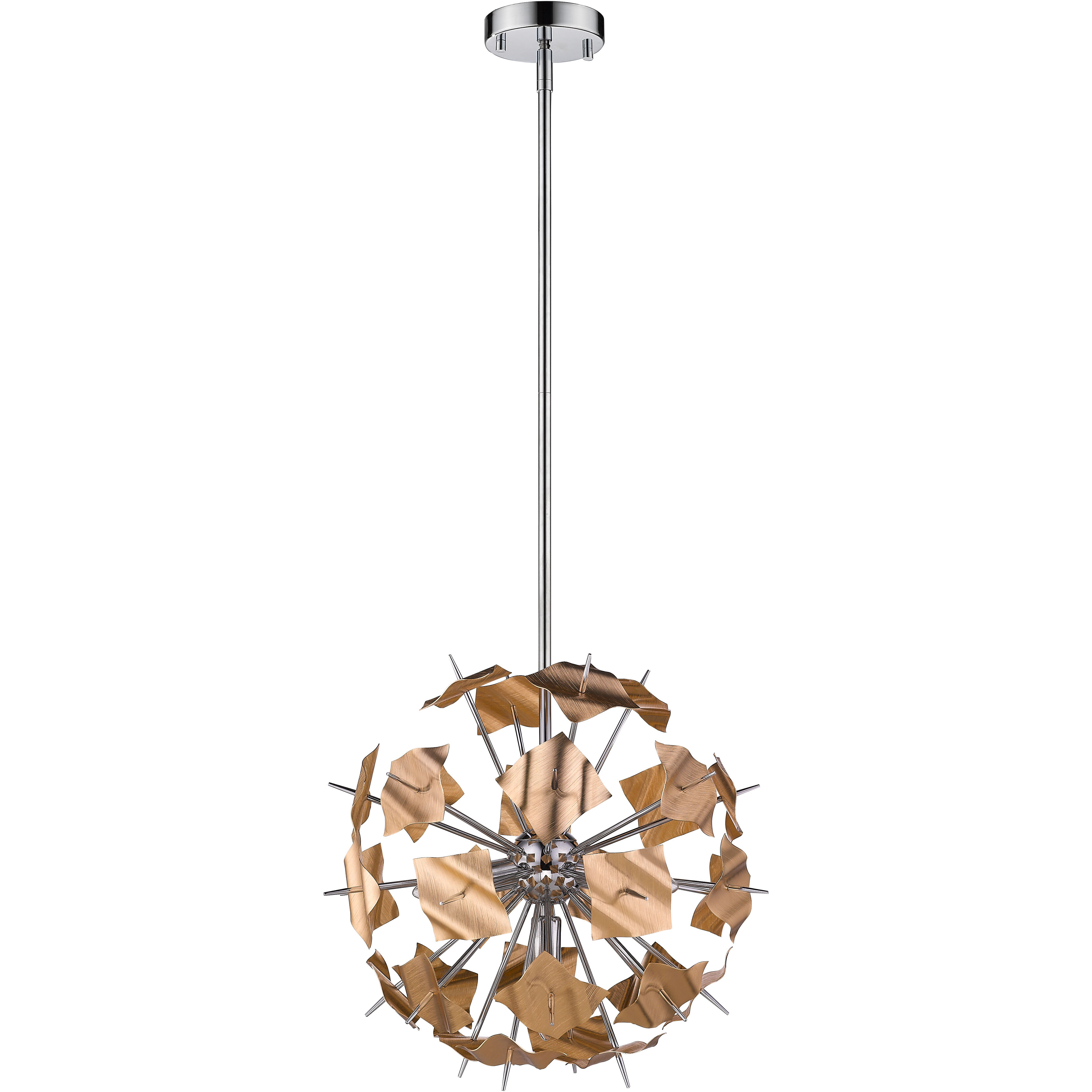 Branam 5 Light 18.25 inch Chrome and Champagne Pendant Ceiling Light in 7
