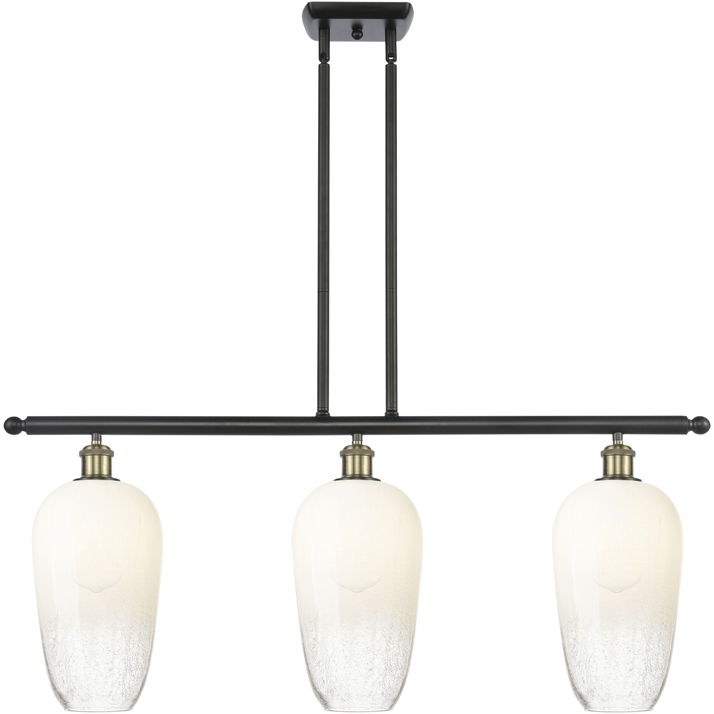 Ballston Brookhaven Flute Island Light Ceiling Light in Black Antique Brass, Opal Glass
