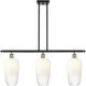 Ballston Brookhaven Flute Island Light Ceiling Light in Black Antique Brass, Opal Glass