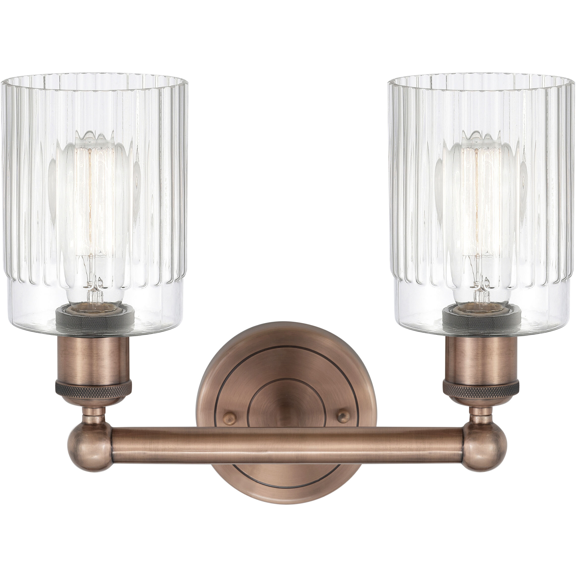 Hadley 2 Light 13.5 inch Antique Copper Bath Vanity Light Wall Light in Clear