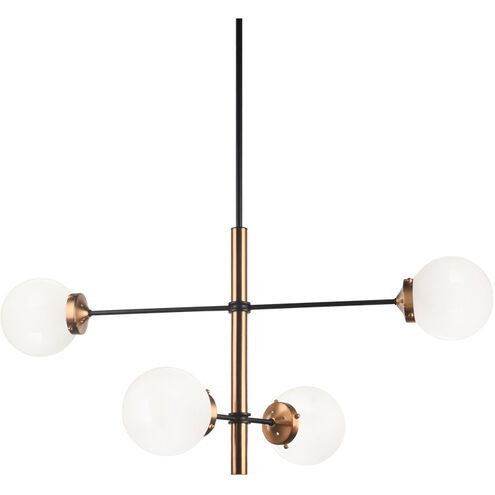 Enchant 4 Light 19.63 inch Aged Gold Brass Pendant Ceiling Light in Aged Gold Brass and Opal Glass
