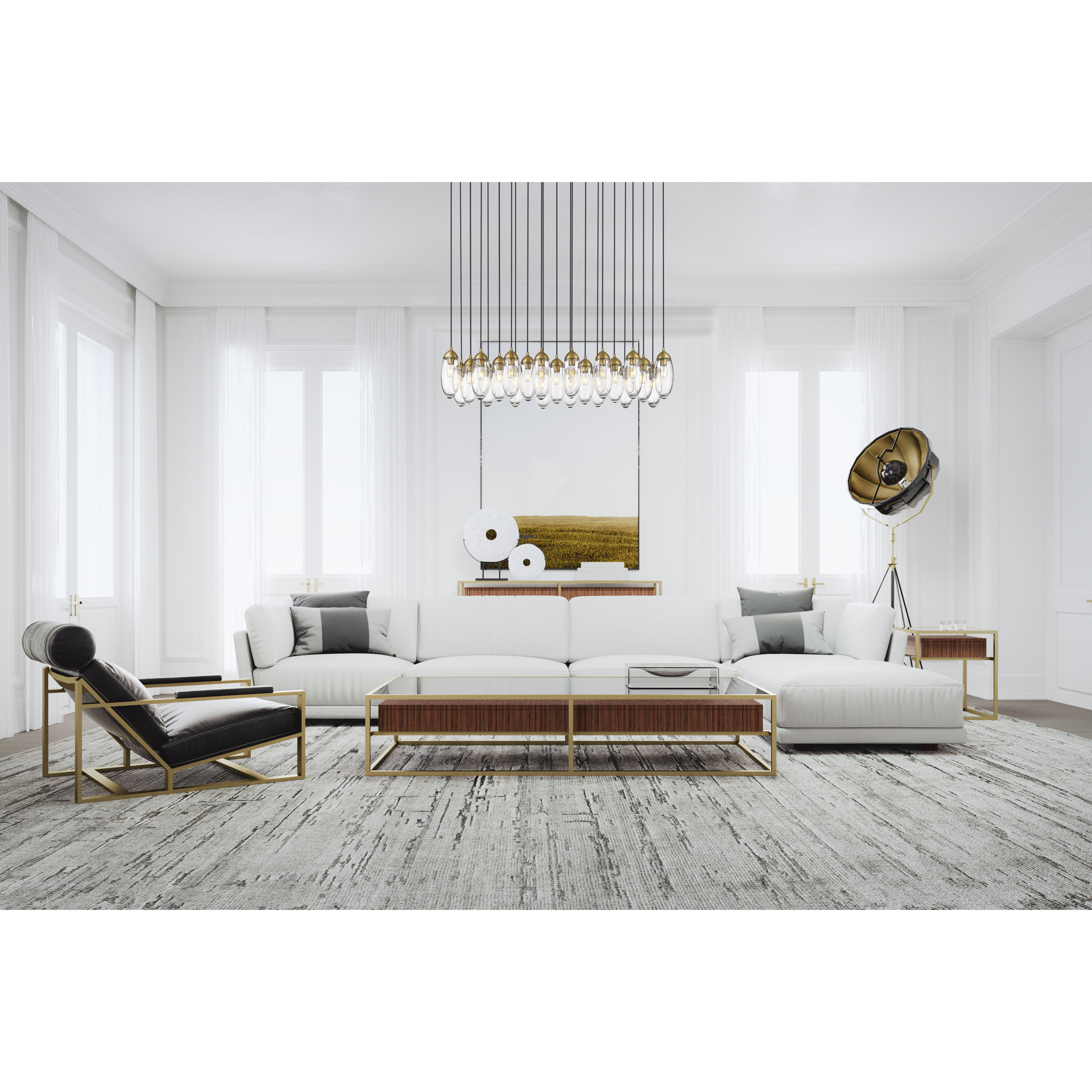 Arden 23 Light 54 inch Rubbed Brass Linear Chandelier Ceiling Light
