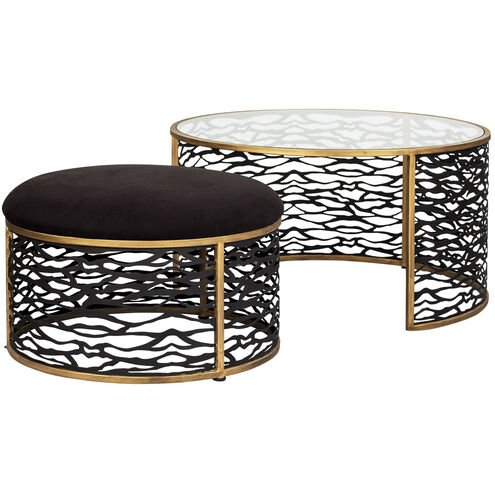 Kato 32 X 18 inch Havana Gold Coffee Table and Ottoman, Smithsonian Collaboration