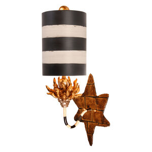 Audubon 1 Light 9 inch Black And Taupe With Gold And Silver Wall Sconce Wall Light, Flambeau