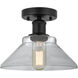 Edison Orwell 1 Light 8 inch Matte Black Semi-Flush Mount Ceiling Light in Clear Glass