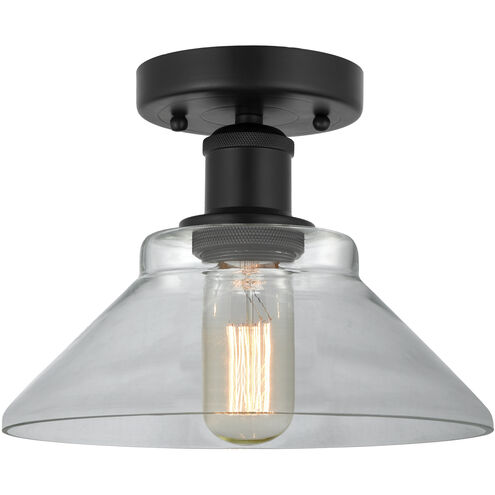 Edison Orwell 1 Light 8 inch Matte Black Semi-Flush Mount Ceiling Light in Clear Glass