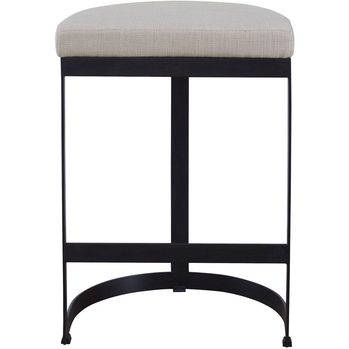 Ivanna 26 inch Matte Black and Off-white Linen Counter Stool