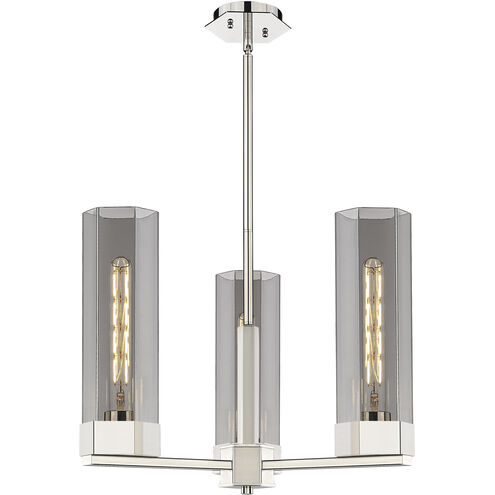 Claverack 3 Light 21.63 inch Polished Nickel Pendant Ceiling Light in Plated Smoke Glass