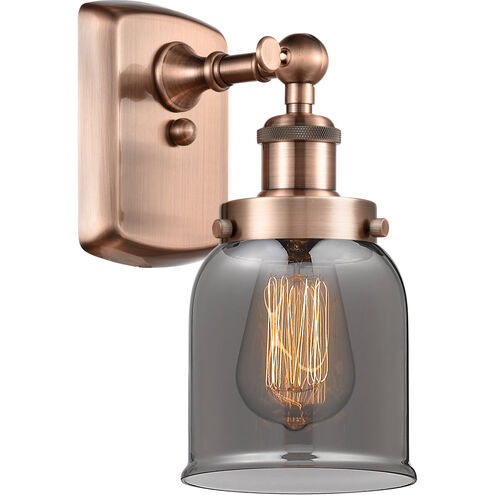 Ballston Small Bell LED 5 inch Antique Copper Sconce Wall Light in Plated Smoke Glass