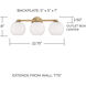 Ansley 3 Light 22.75 inch Aged Brass Vanity Light Wall Light
