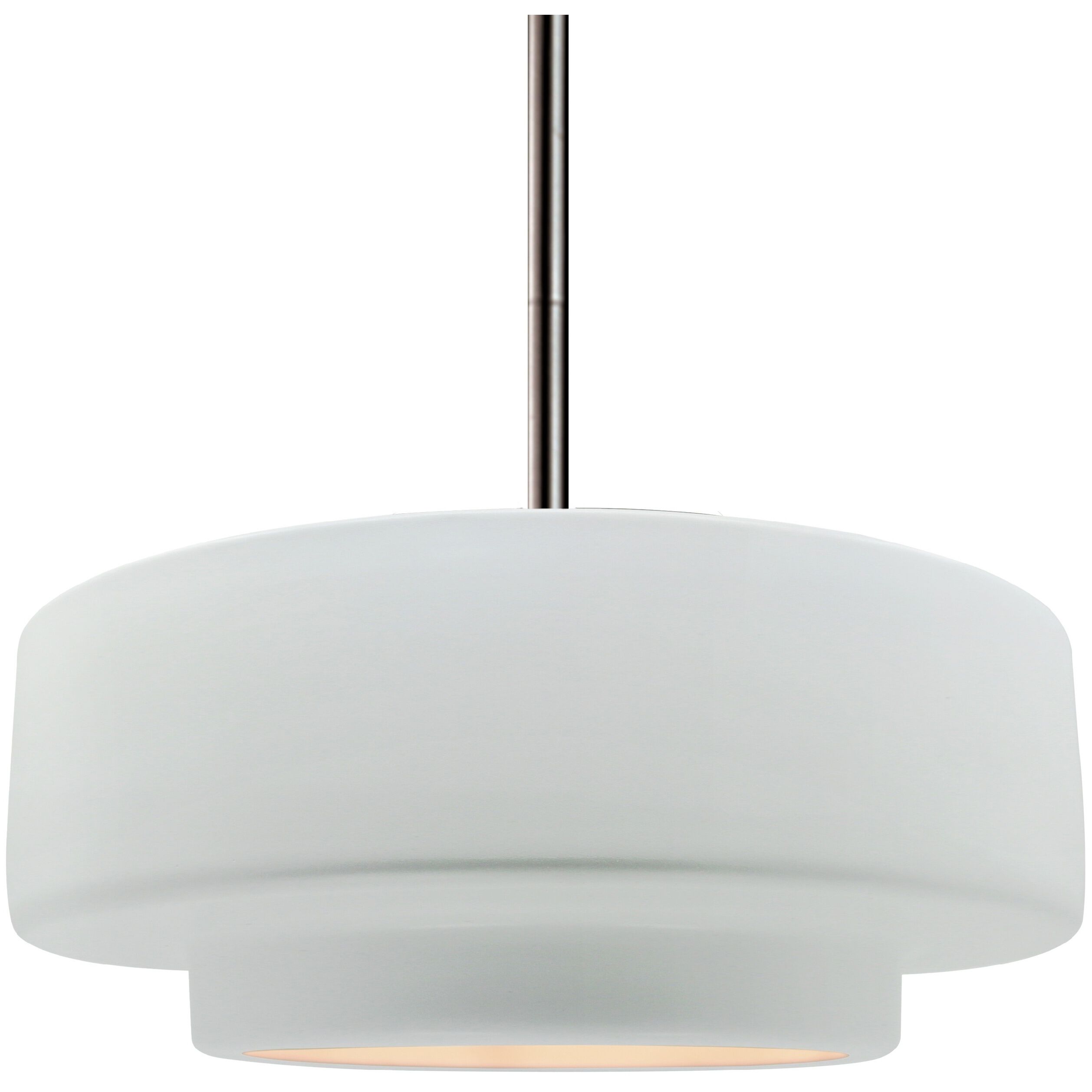 Radiance Collection - Tier Pendant Ceiling Light in Brushed Nickel, Dedicated LED, Black Cord, Gloss White (outside and inside of fixture), 14.5W x 5.25H, Form+Finish+Function