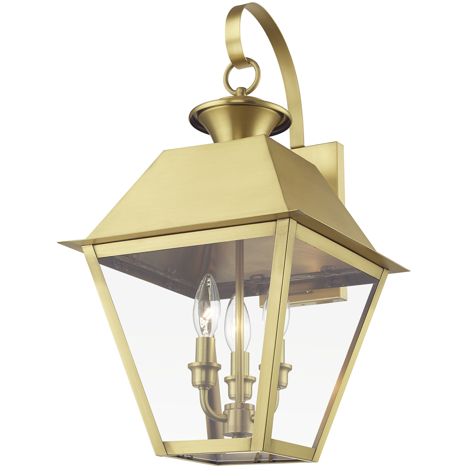 Wentworth 3 Light 22 inch Natural Brass Outdoor Wall Lantern, Large