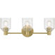 Vessair 3 Light 22.5 inch Vintage Brass Bathroom Vanity Light Wall Light