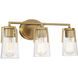 Sacremento 3 Light 24 inch Warm Brass Vanity Light Wall Light, Essentials