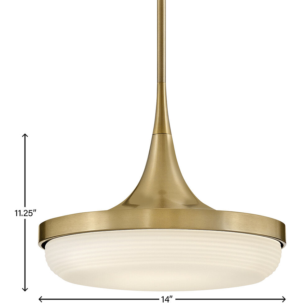Elsa LED 14 inch Lacquered Brass Pendant Ceiling Light, Semi-Flush Mount