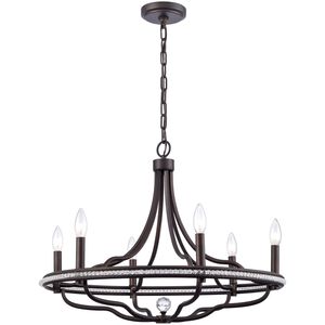 Tuscan 6 Light 26 inch Dark Bronze Chandelier Ceiling Light, Converts to Semi Flush