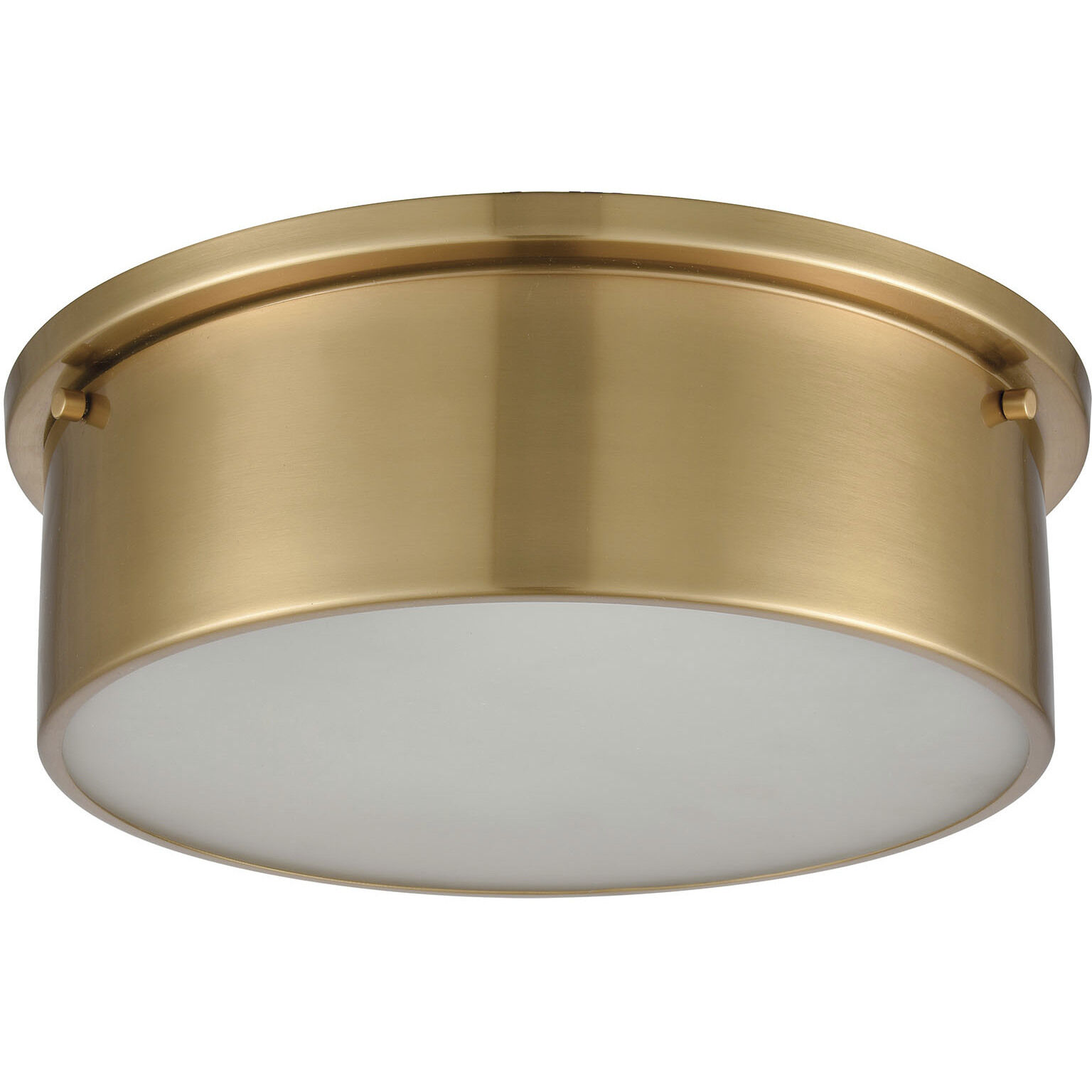 Simpson 3 Light 14 inch Satin Brass Flush Mount Ceiling Light