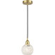 Edison White Mouchette 1 Light 6 inch Satin Gold Cord Hung Mini Pendant Ceiling Light