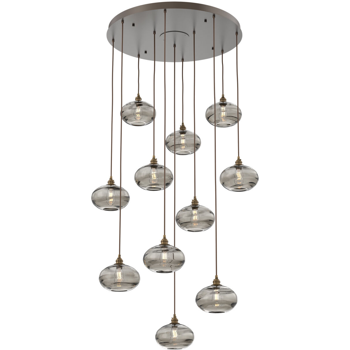 Coppa 11 Light Flat Bronze Chandelier Ceiling Light, Round Multi-Port